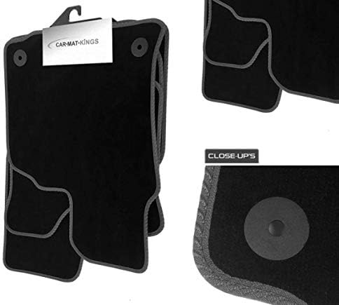 (X292:VEL) 4 Piece Porsche (2003-2010) Cayenne Vehicle Specific Car Mat Set Black Carpet Grey Trim