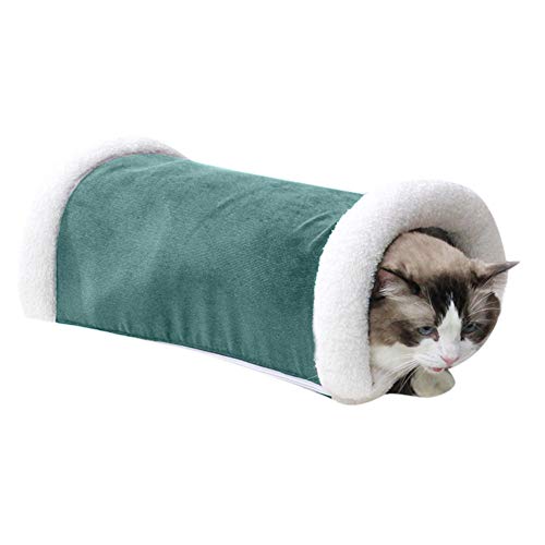 Cat Sleeping Bag, Inkach Tent Bed Liner Mat for Small Dogs Comfy Cave Pet House Soft Fleece Tunnel Winter Warm Nest Cover (L, Green)