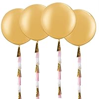 MOWO Giant Gold Balloon with Tassel Tails Set of 4