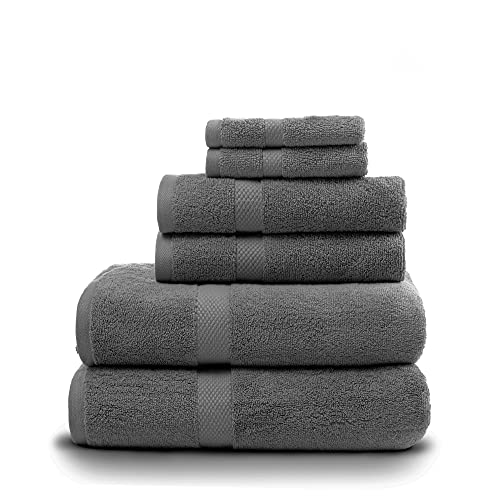 Grey Towels For Bathroom100 Cotton Bathroom towels 700 GSM 6 pack Grey Bath Towel Set,2 Hand