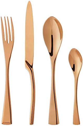 Flatware Set, Morgiana 4-Piece 18/10 Stainless Steel Flatware Set Mirror Polishing Flatware Sets Including Fork Spoons Knife Tableware Flatware Cutlery Set for Home Restaurant (Rose Golden)