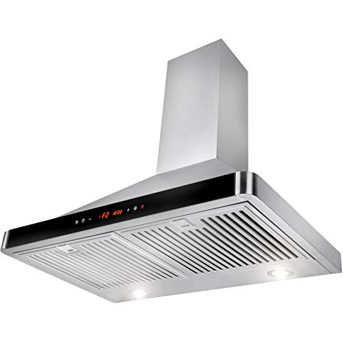 Winflo 30" Wall Mount Stainless Steel Convertible Kitchen Range Hood with 450 CFM Air Flow, Touch Control, Stainless Steel Baffle Filters and Ultra Bright LED Lights - Thumbnail 3