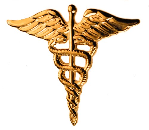 Medical Caduceus Corpsman EMT Doctor Gold plated hat or lapel pin