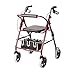 DMI Lightweight Adjustable Seat Height Aluminum Rollator Mobility Walker with Cushioned Backrest, Hand Brakes, Flip-Up Seat and Front Swivel Wheels, Burgundy