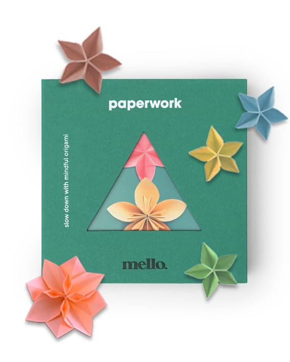 Mello - Origami Kit Paperwork | Paper Folding & Paper Flower Making Kit | Includes Origami Book | Relaxation Gifts for Women & Mindfulness Gifts for Women | Japanese