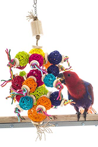 Birds LOVE Natural Foraging and Chew Toy w Vine Balls Wood Paper Rope for Large Birds Macaws Cockatoos