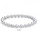 Small Polished Round Ball Bead Stretch Bracelet For Women Teen 3-5MM Alternating Beads Polished 925 Sterling Silver