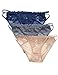 Camelia Women's High End Lace String Georgette Bikini Panty (Large, Nude/Gray/Navy)