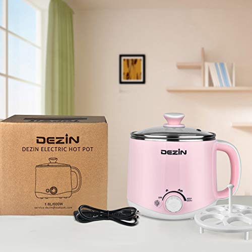 Dezin Electric Hot Pot, Rapid Noodles Cooker, Stainless Steel Mini Pot