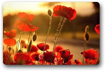 Homie Design Door Mats Novelty Design Custom Poppy Flower Indoor/Outdoor Doormat Machine-washable Floor/Bath Decor Mats Rug