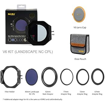 NiSi V6 Filter Holder,V6 100mm System Filter Holder Kit with NC Landscape Circular Polarising Filter(CPL),Adapter Rings Storage Bag Lens Cap V6 Holder