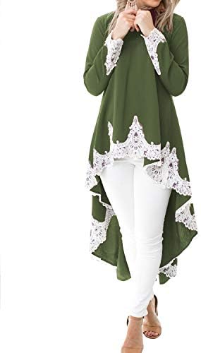 AUDATE Women Irregular Ruffles Shirt Long Lantern Sleeve Sweatshirt Pullovers Tops Blouse