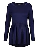 OUGES Women's Long Sleeve Loose Ruffle Hem Casual Top Blouse
