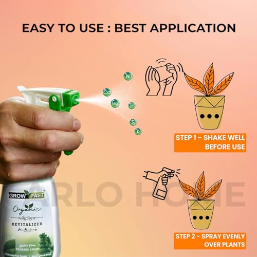 Organic Growth Fertilizer Spray (860 ml) - Organic Revitilizer Outdoor & Indoor Plant Food - All-Purpose, Nutrient-Rich Lawn Fertilizer & Soil Enhancer for House Plants, Green Leaves