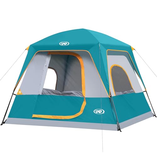 UNP Campingzelt FüR 4-8 Personen, Einfach Aufzubauen, Wasserdicht Mit Regendach, FüR Camping/Wandern Und Trekking (Ozeanblau, 240×210×180cm)