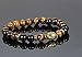 Flongo Men's Brown Stone Beads Yoga Antique Gold Buddha Bracelets,Prayer Link Bracelet