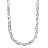 4.8mm Solid 925 Sterling Silver Diamond-Cut Rope Link Italian Chain + Microfiber Jewelry Polishing Cloth