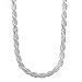 4.8mm Solid 925 Sterling Silver Diamond-Cut Rope Link Italian Chain + Microfiber Jewelry Polishing Cloth
