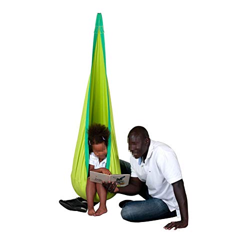 NANANA Hammock Chair Hanging Rope Swing, Child Pod Hanging Chair Swing Seat Hammock Cotton Canvas for Kids(Capacity 80 Kg/Green)
