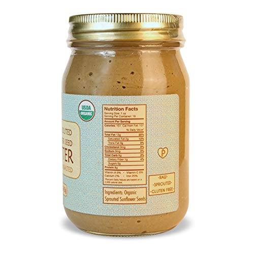 Gopal's Organic Raw Sprouted Sunflower Seed Butter (Creamy and Unsalted) - 16 Ounces Glass Jar | Keto, Whole 30, and Paleo Friendly - Thumbnail 2