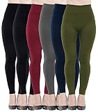 6 Pack Women's Fleece Lined Leggings Soft High Waist Slimming Winter Warm Leggings