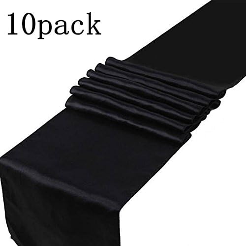 Grace Florist10 Pack Wedding 12"x108" Satin Table Runner for Wedding Party Banquet Decoration (Black)