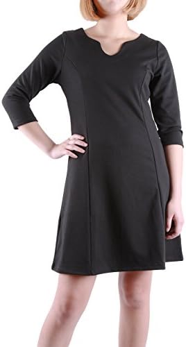 Favelem Women's Casual Loose Fit Thick Straight Dress XL,Black 1101-4