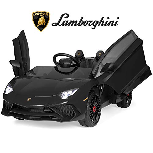 Best Choice Products Kids 12V Ride On Lamborghini Aventador SV Sports Car Toy w/ Parent Control, AUX Cable, 2 Speeds, LED Lights, Sounds - Black - Thumbnail 7