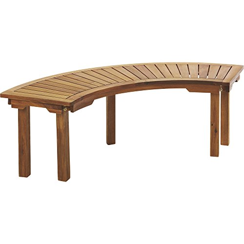 Curved Acacia Wood Backless Bench â€” Natural