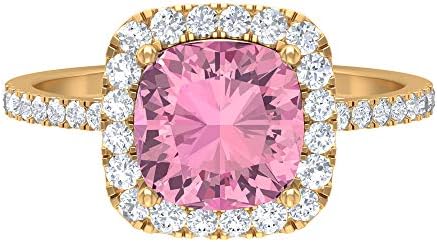 トルマリンハローリング 2 70 Ct 宝石 D Vssi モアッサナイト 8mm ソリティアクッションカットリングサイドストーン婚約指輪彼女へのバレンタインギフト 18k イエローゴールド Size 10 Truthnetmedia Com