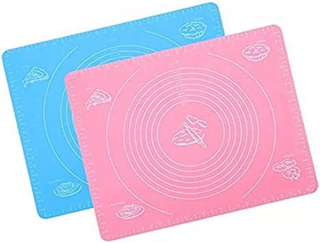Extra Large Non-Stick Silicone Baking Mat 18"x25" for Rolling Dough or Pastry--FDA Approved. Microwave and Dishwasher SAFE.?Blue+Pink)