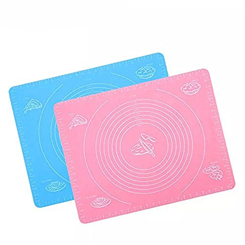 Extra Large Non-Stick Silicone Baking Mat 18"x25" for Rolling Dough or Pastry--FDA Approved. Microwave and Dishwasher SAFE.?Blue+Pink)