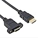 AFUNTA HDMI A 1.4 19pin Male to HDMI A Type Female Extension Cable with Screw Hole 30cm Can Lock Panel Mount Cable