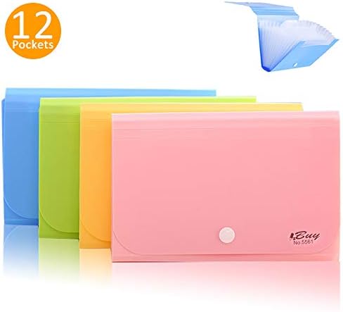 Expanding File Folder,izBuy Subdivision Accordion File Folder Mini Organizer PP Wallet for Cards,Coupons,Receipt,Tax Item or Changes,7x4.5 Inches,12 Pockets with Tabs and Snapper,Color Random (5561)