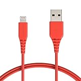 AmazonBasics Lightning to USB A Cable, MFi Certified iPhone Charger, Red, 3 Foot