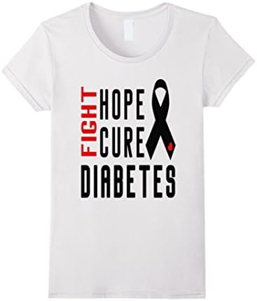 Womens Diabetes Awareness T-Shirt - Fight Hope Cure Diabetes Medium White