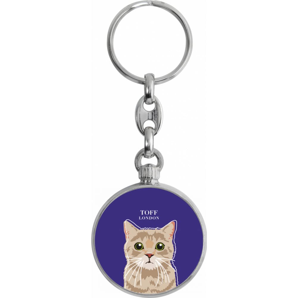 Toff London Beige Tabby Cat Head Keyring