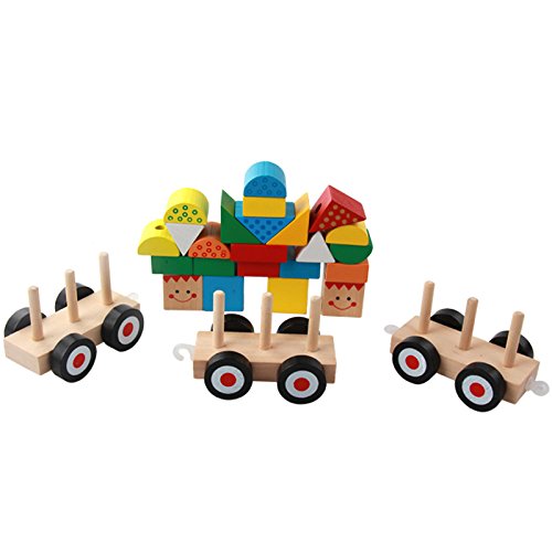 image for Zhisheng You Wooden Mini Stacking Push and Pull Train Set And Educatio