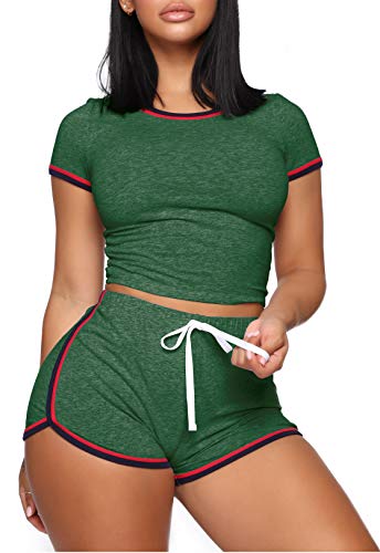 Photo 1 of WIHOLL Womens Casual 2 Piece Short Sleeve Outfits Sets Summer Sexy Active Tracksuits