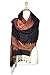 PASKMLNA Women's Double Layered Border Pattern Reversible Pashmina Shawl Scarf Wrap Stole (003-1 Black/rust)