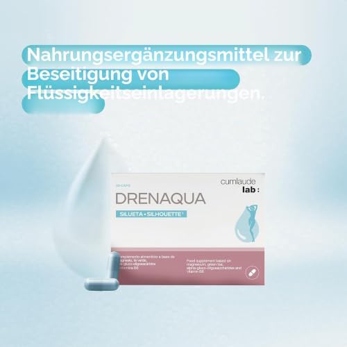 Lab - Drenaqua, Nahrungsergänzungsmittel zur Flüssigkeitsausscheidung, mit Grüntee-Extrakt, Kalium, Magnesium, Präbiotika und Vitamin B6, Gluten- und Laktosefrei, 30 Kapseln