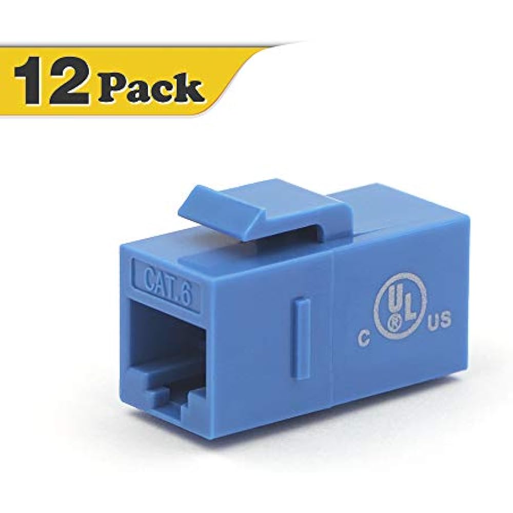 12Pack CAT6 Keystone Coupler,RJ45 Female Insert UTP Inline Cat6 Cables
