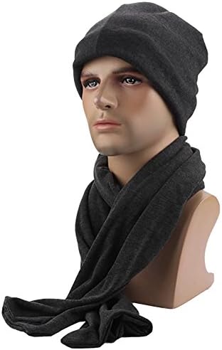 Lightweight Scarf and Hat Set Slouchy Beanie Cashmere Soild Men's Winter Accessory