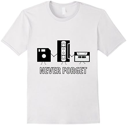 Mens Funny Geek Retro 90s T-Shirt: Never Forget Nostalgia Shirt Medium White