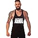Efashionmx Mens Animal Letter Print Stringer Bodybuilding Gym Tank Tops (Large, Black)