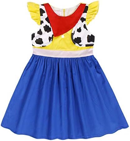 AmzBarley Girls Jessie Costume Short Sleeve Birthday Party Outfit Kids Dress up