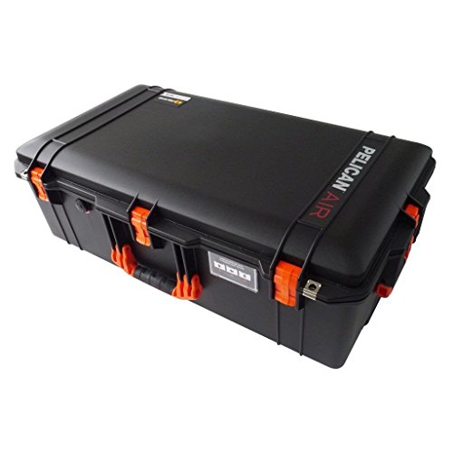 Black w/ Orange handles & latches Pelican 1615 case. No Foam. With Wheels.