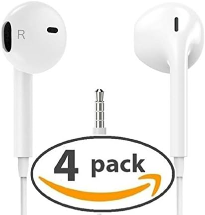 Friendly Seller 2 and 4 Pack Headphone Earbuds with Microphone Stereo for Apple iPhone 7/6s/6/5/5s/4/Ipad/ipod/Samsung (WHITE S 4 PACK)