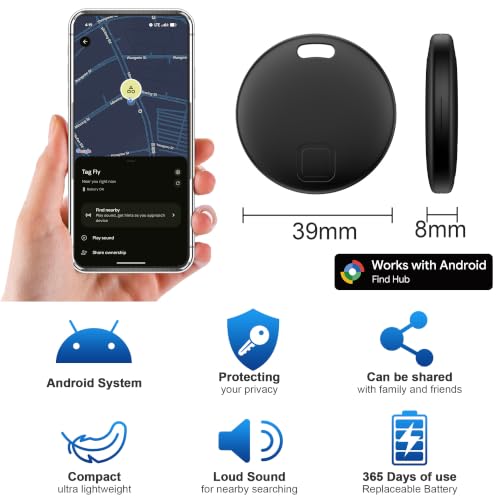 Air Tracker Android, 4 Pezzi Smart Tracker Trova Oggetti (Nero) | Bluetooth Tracker con Google's Find Hub(Solo Android), Air Smart Tracker Localizzatore Chiavi per Chiavi/Bagagli/Portafogli