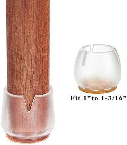 Chair Leg Floor Protectors with Felt Furniture Pads, Silicone Caps Carpet Saver, Chair Glides Feet Caps Tips (16 Packs, 11/16 to 13/16 Inch)
